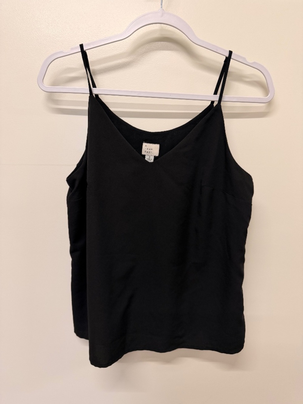 A New Day Black V-Neck Cami, Size S, Lightweight Layering Tank